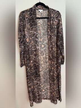 Laura Snake Print Duster Cardigan in Brown & Black Size X